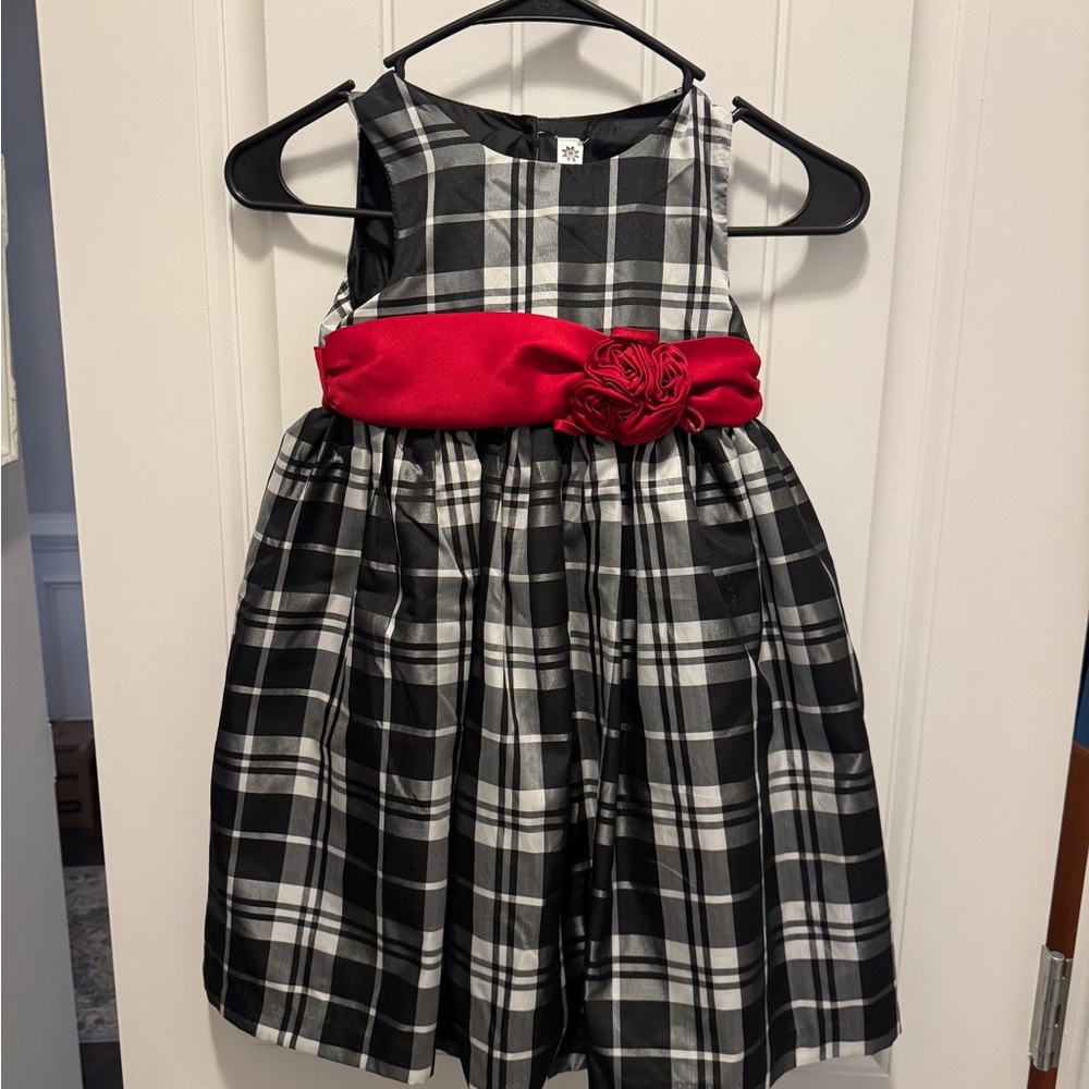Cherokee Black and White Plaid Toddler Girl 4t Christmas Holiday Dress